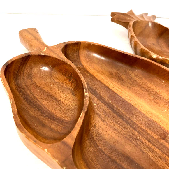 VINTAGE Monkey Pod Leaf Tray & Pineapple Bowl - Picture 4 of 10